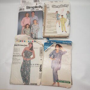 Vintage Sewing Patterns Loungewear Sleepwear Pajamas Men Women Kids
